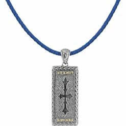Deals ✔️ Robert Manse Designs Robert Manse Men's Sterling Silver And 18k Gold Leather Cord Tribal Cross Pendant 🔥