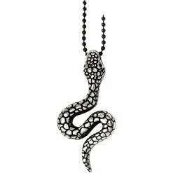 Budget 🔔 Other Brands Stainless Steel Antiqued And Textured Snake Pendant ⌛