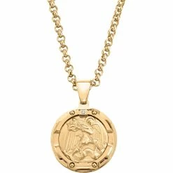 Buy 😀 Black & Blue Jewelry Black And Blue Stainless Steel Saint Michael Medal Pendant 😀