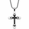 Wholesale 🔔 PalmBeach Palm Beach Jewelry Stainless Steel Cross Necklace Stainless Steel Chain 24 In. 😉