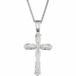Cheapest β€οΈ Black & Blue Jewelry Stainless Steel Diamond Accent Large Cross Pendant 32 In. π