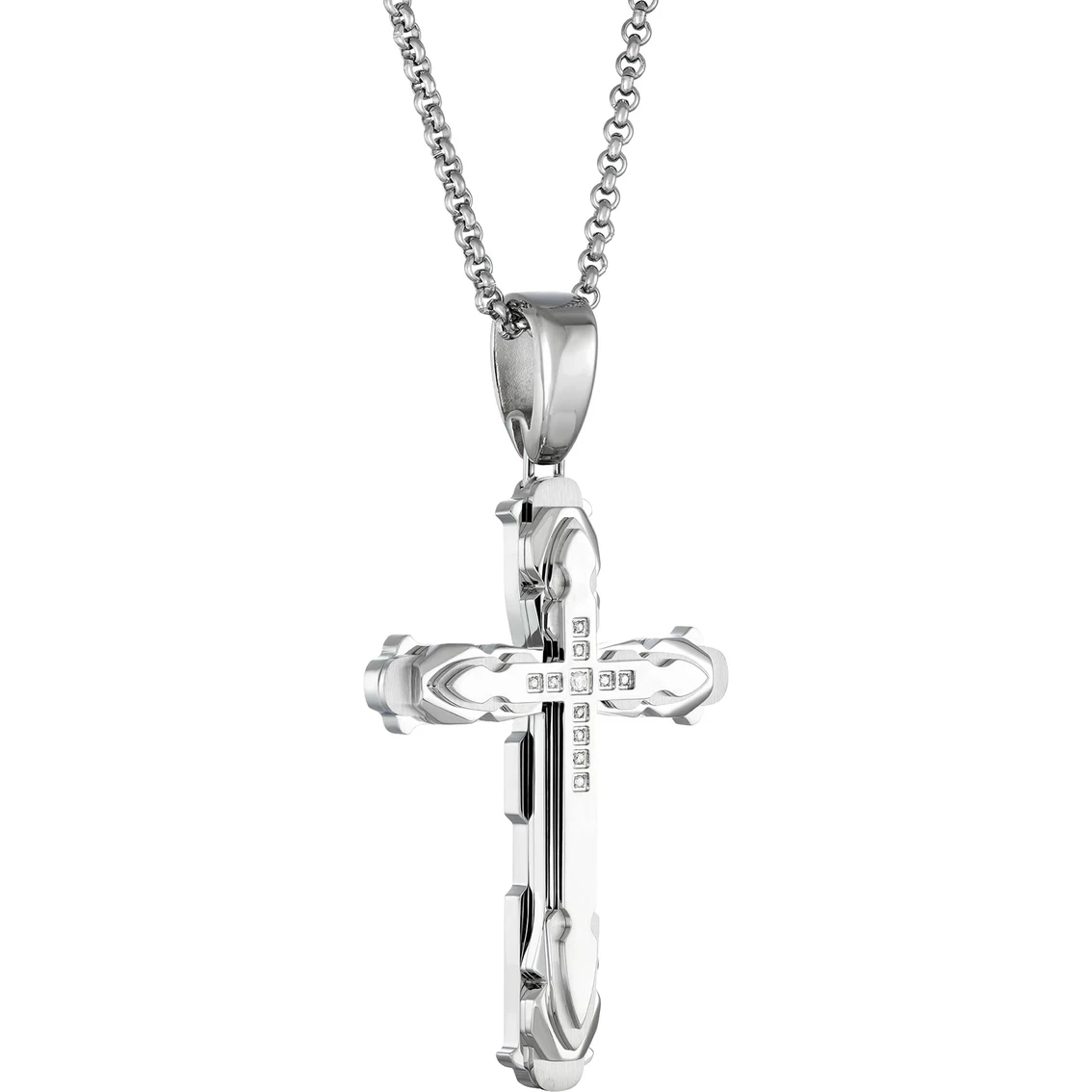 Cheapest β€οΈ Black & Blue Jewelry Stainless Steel Diamond Accent Large Cross Pendant 32 In. π 2 Cheapest β€οΈ Black & Blue Jewelry Stainless Steel Diamond Accent Large Cross Pendant 32 In. π - Image 2