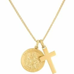 Cheap 🧨 Esquire 14K Gold Over Sterling Silver St. Christopher Cross Pendant 🎉
