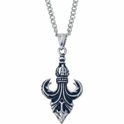Best Pirce 🔔 Other Brands Stainless Steel Gothic Fleur De Lis Pendant 24 In. ❤️