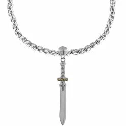 Discount ❤️ Robert Manse Designs Men's Sterling Silver And 18K Gold Sword Pendant 👏