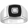 Deals ⭐ Sofia B. Sterling Silver 1/6 CTW Diamond And 2 1/3 CTW Black Onyx Square Ring ✨