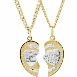 Outlet 🤩 Other Brands 14K Gold Filled Heart Shaped Two Tone Mizpah Medal Pendant 20 & 24 In. 😍