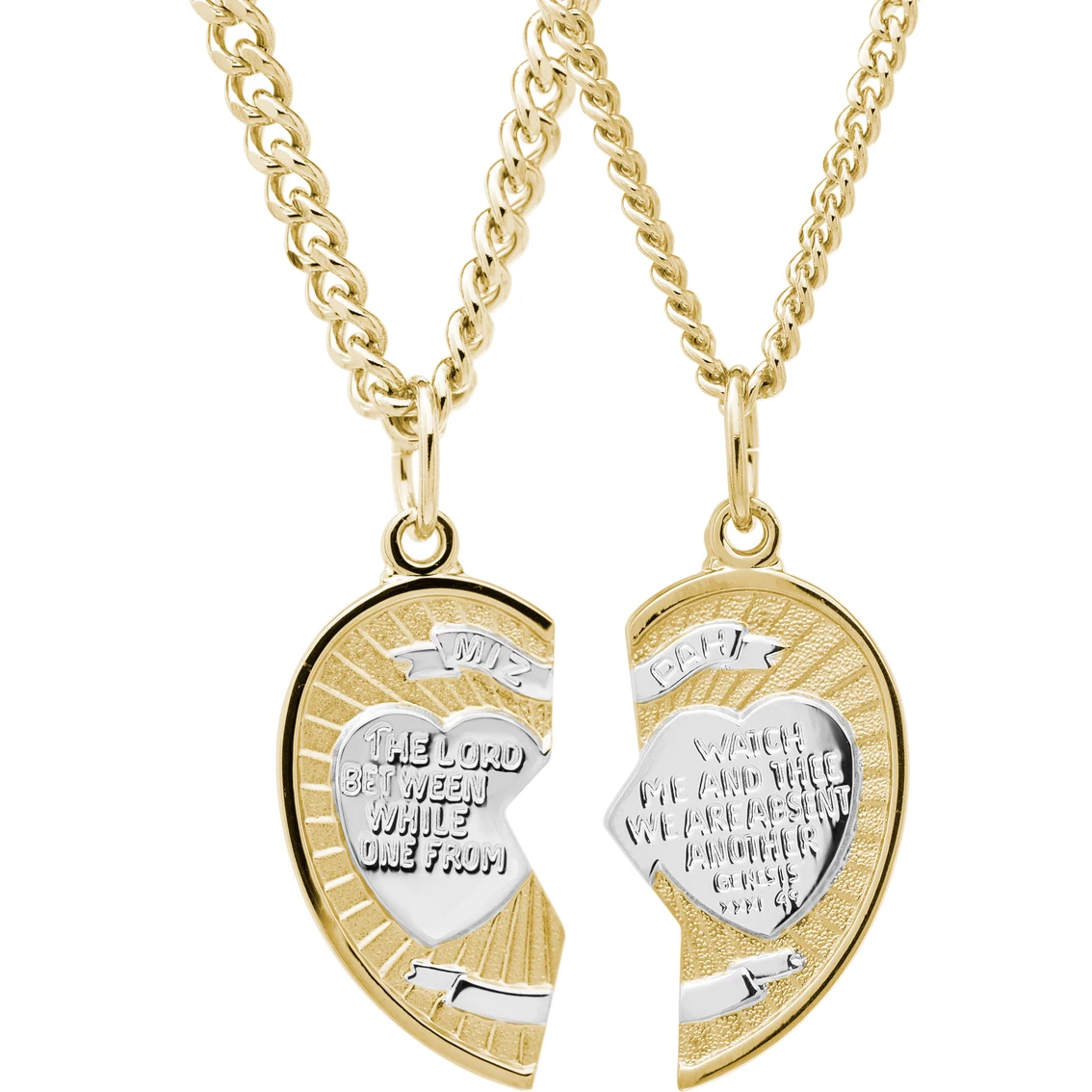 Outlet π€© Other Brands 14K Gold Filled Heart Shaped Two Tone Mizpah Medal Pendant 20 & 24 In. π 1 Outlet π€© Other Brands 14K Gold Filled Heart Shaped Two Tone Mizpah Medal Pendant 20 & 24 In. π