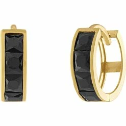Brand new ⌛ Esquire Black Spinel 14K Goldtone Sterling Silver Hoop Earrings 🎉