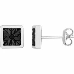 Cheap 😀 Sofia B. Men's Sterling Silver Black Diamond Accent Square Stud Earrings 🎁