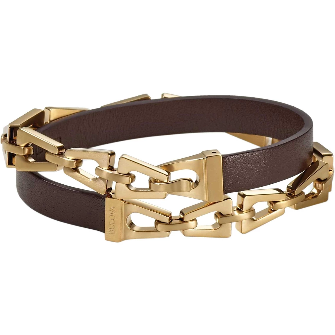 Discount π Bulova Classic Double Wrap Gold Tone Links Brown Leather Bracelet β 1 Discount π Bulova Classic Double Wrap Gold Tone Links Brown Leather Bracelet β