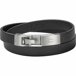 Hot Sale π Bulova Classic Double Wrap Bracelet: Black Leather π