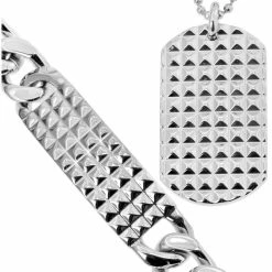 Wholesale 🔥 Other Brands Stainless Steel 🐶 Dog Tag Pendant And Bracelet Set ⭐