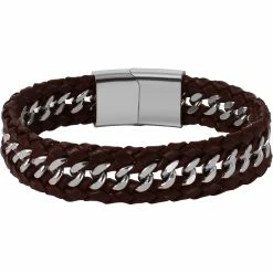 Outlet 🛒 Other Brands Stainless Steel And Leather Bracelet 👍