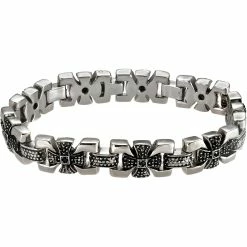 Budget ⌛ Gold LLC Stainless Steel 1/5 CTW Black Diamond Bracelet 🔔