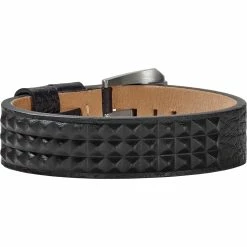 Coupon 🔔 Bulova Precisionist Leather Strap Bracelet With Raised Pyramid Stud Texture 🧨