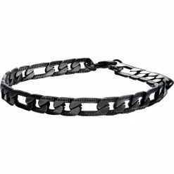 Cheapest ⌛ INOX Stainless Steel Black IP Figaro Bracelet 😀