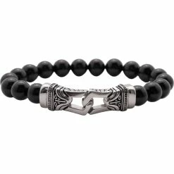 Hot Sale 😍 Other Brands Black Agate Bead Bracelet With Stainless Steel Clasp 😍