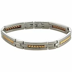 Buy 😀 Other Brands Stainless Steel Bracelet With 18K Yellow Gold Inlays 🎉