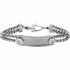 Buy 🥰 Bulova Silvertone Precisionist Tuning Fork Chain ID Bracelet ⌛