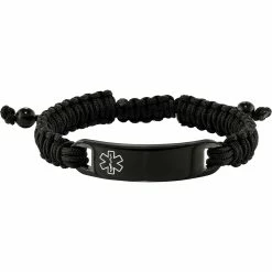 Best Sale 😉 Chisel Stainless Steel And Black Ion Plated Nylon Adjustable Medical I.D. Bracelet 💯
