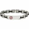 Deals 💯 Chisel Stainless Steel Black Rubber And Red Enamel Medical I.D. Bracelet 😍