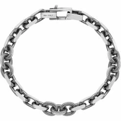 Best Pirce ⭐ Other Brands Sterling Silver Antiqued Brushed Cable And Twisted Rolo Bracelet 👍